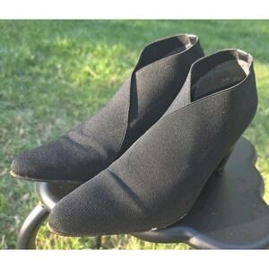 Stuart Weitzman Women Bootie Ankle Boot Black Stretch Fabric  7.5M Made In Spain